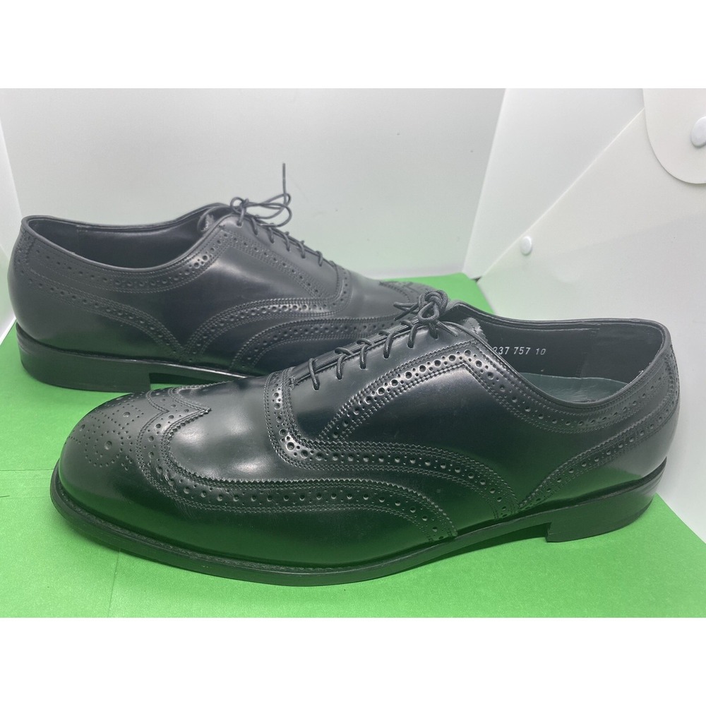 Florsheim FLS Mens 13 Black Leather Full Brogue Wingtip Oxford Shoes D70018-FL